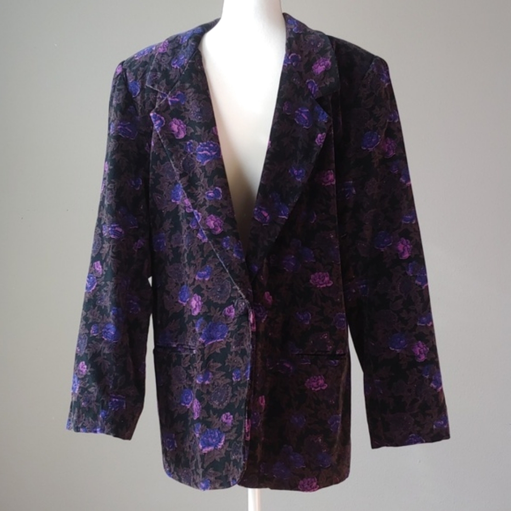 VINTAGE | Mark Allen Dark Velvet Floral Blazer Jacket